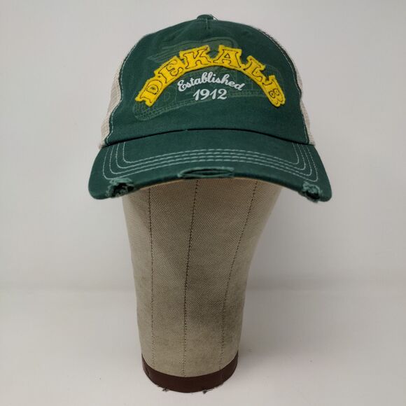 Dekalb Speed Mesh Back Strapback Hat Green Yellow OSFM Embroidered Logo - Picture 2 of 11